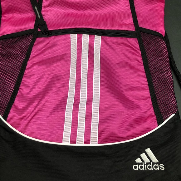 Adidas Drawstring Bag Backpack Pink & Black - Picture 2 of 8